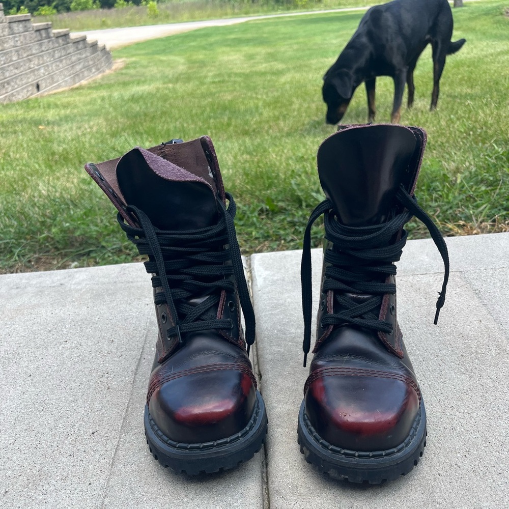 Red and black Demonia boots 🪷